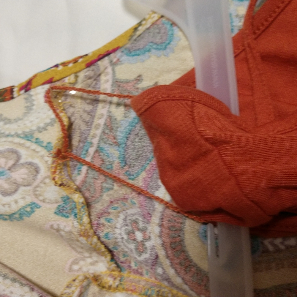 ๐ทNWT Terra & Sky 1X Tank and Kimono Matching Set Gold Paisley Print - Picture 6 of 9